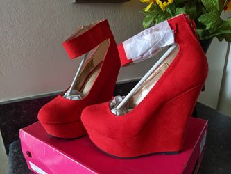 Red Suede Wedges