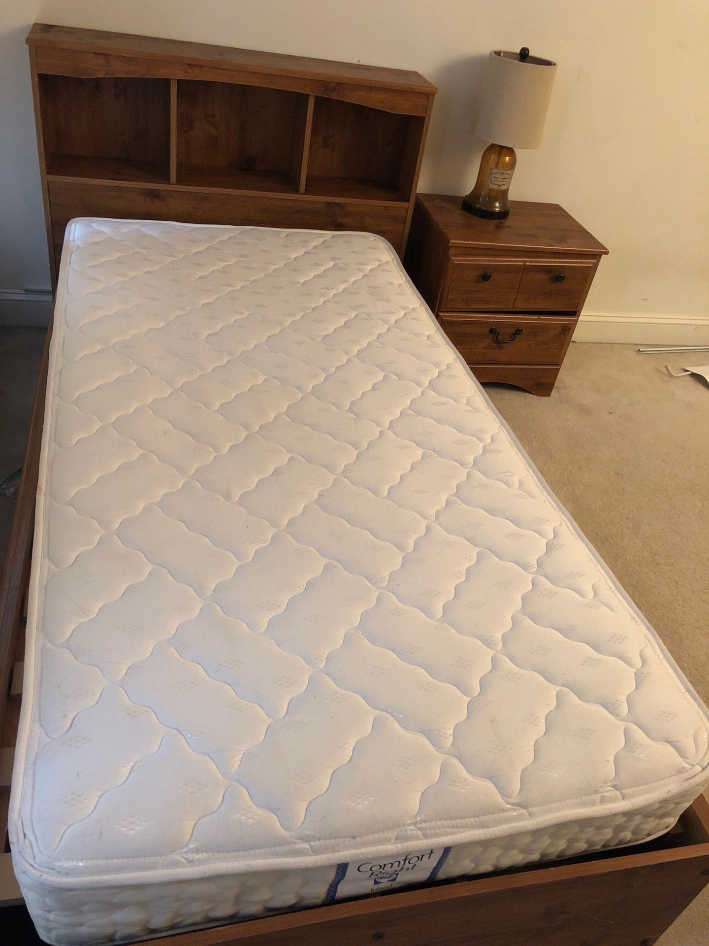 Bed and mattress + Nightstand + Desk + Lamp bedroom