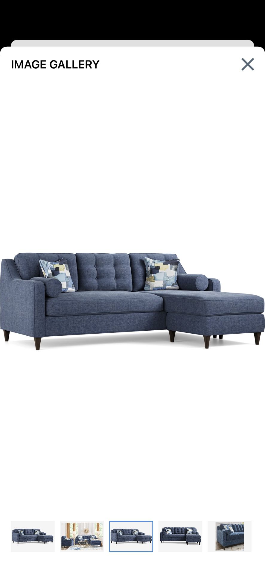 Hanover Indigo Chenille Chaise Sofa / By Cindy Crawford 