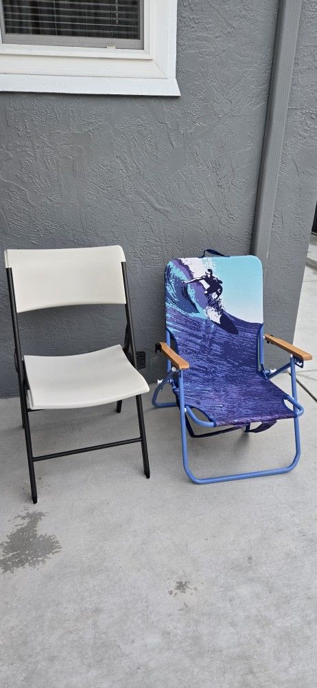 Outdoor Folding Chairs. Both For $20.