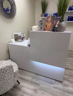 White custom made front desk