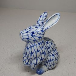 ANDREA SADEK Blue FISHNET BUNNY RABBIT Sitting Up HANDPAINTED