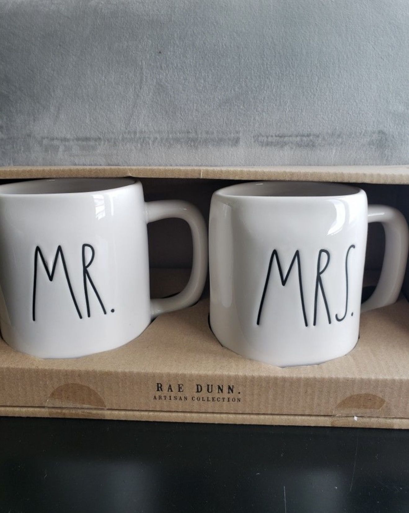 Rae Dunn Inspired Mr. and Mrs. Couple Set of Coffee Mugs, Cute Cup Gift for Bride and Groom or Newlyweds