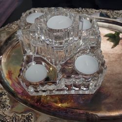 Vtg. Partylite Crystal Ribbed 5 Tier Tealight Candle Holder