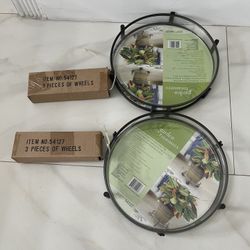 2- New Garden Treasures 12.75 in. Wrought Iron Plant Caddy/Trivet