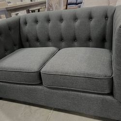 !!!New!! Beautiful Charcoal Loveseat, Grey Loveseat, Sofa, Couch, Tufted Design Loveseat, 