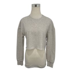 Zara Women's Tan Cropped Sweatshirt Jumper Crewneck Long Sleeve Pullover Size S