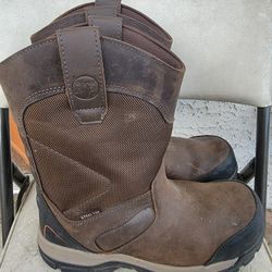 10.5 Brahma Mens Leather Work Boots Rocher Wellington Steel Toe Oil Slip Resist Brown