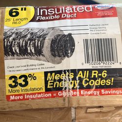 6” Insulated Flexible HVAC Duct – 25 ft (R6) – NEW