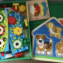 Melissa & Doug Pets Jumbo Knob Wooden Puzzle & Nuts & Bolts Boards - Learning Fun Toy by Melissa & D