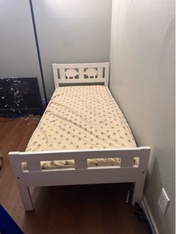 White Toddler Bed + Mattress