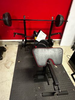 Adjustable Weight Bench w/ Barbell & Weights – Complete Home Gym