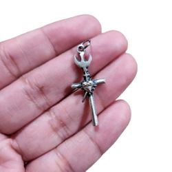 Silver Toned Blue Sacred Heart Pendant