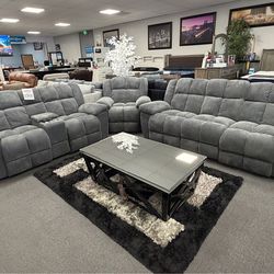 Gray Sofa & Loveseat + FREE Recliner Chair