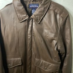 NWTS Class Club Men  Brown Bomber Leather Jacket 