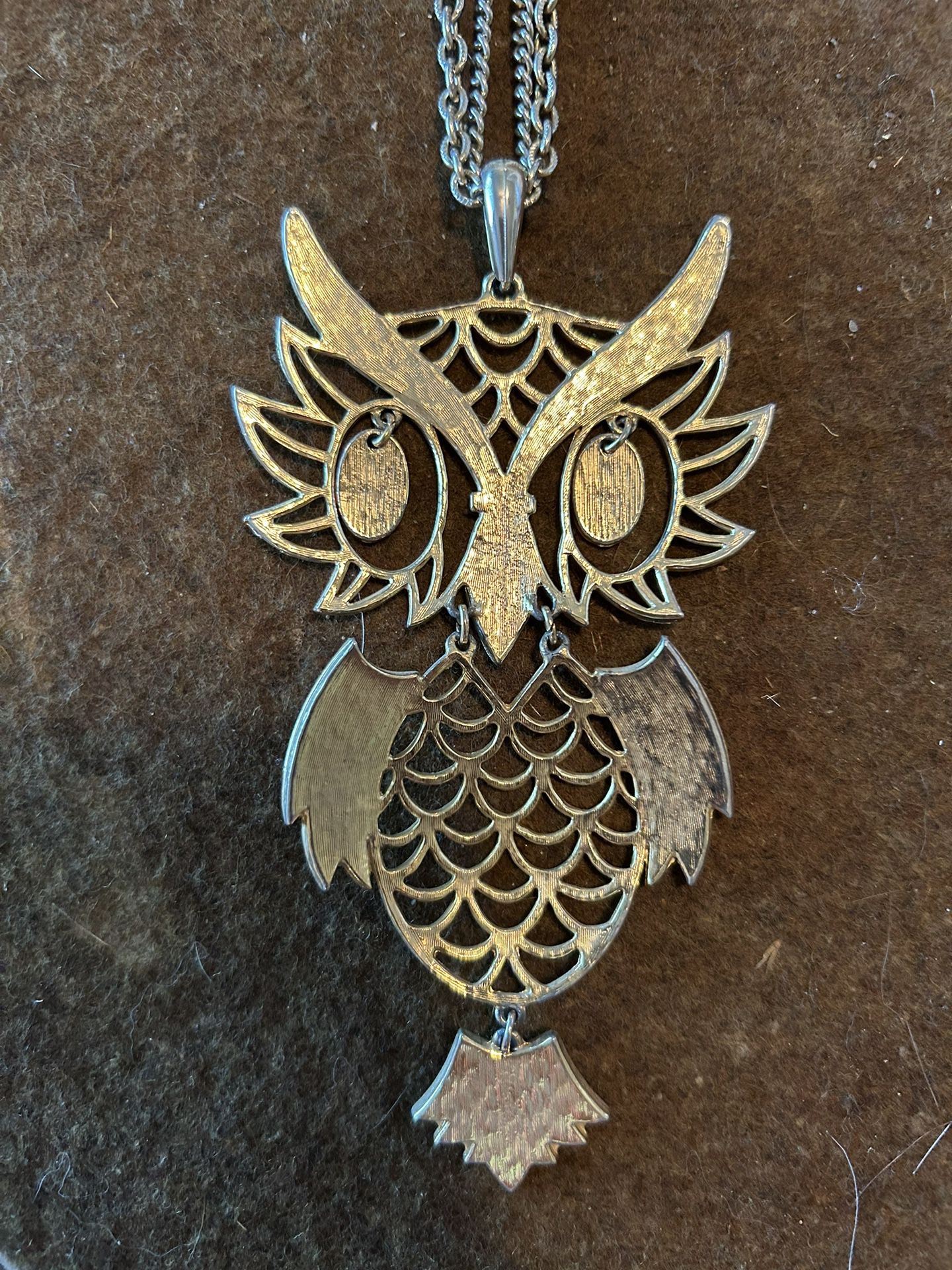 Vintage Dangling Owl Necklace 