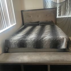 Queen bed Frame, Box Spring, And Dresser $500