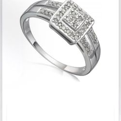  Womens 14K White Gold Hge Over Sterling Promise/engagement Ring