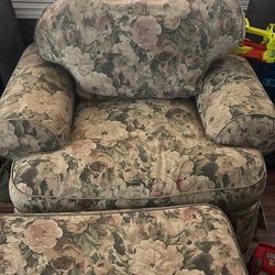 Floral Oversized Sofa With Ottoman