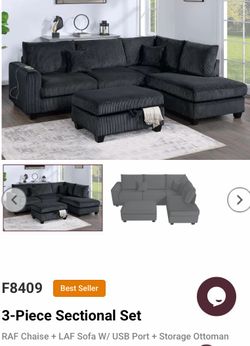 Nice Quality, Brand New,  Black Sectional Set. (3-pc $750), (4-pc $775), (5-pc $820).