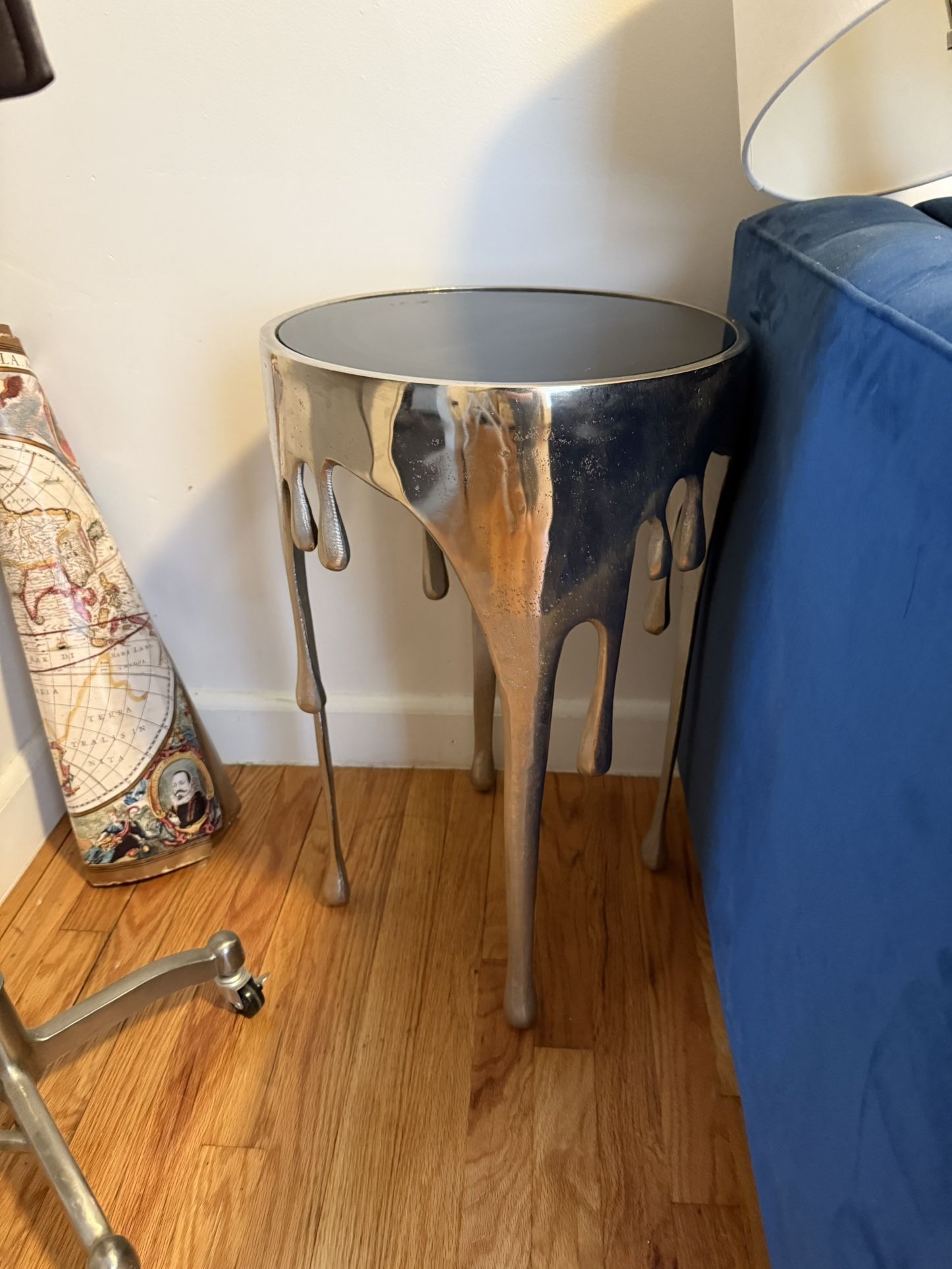 Silver Metal Drip Side Table