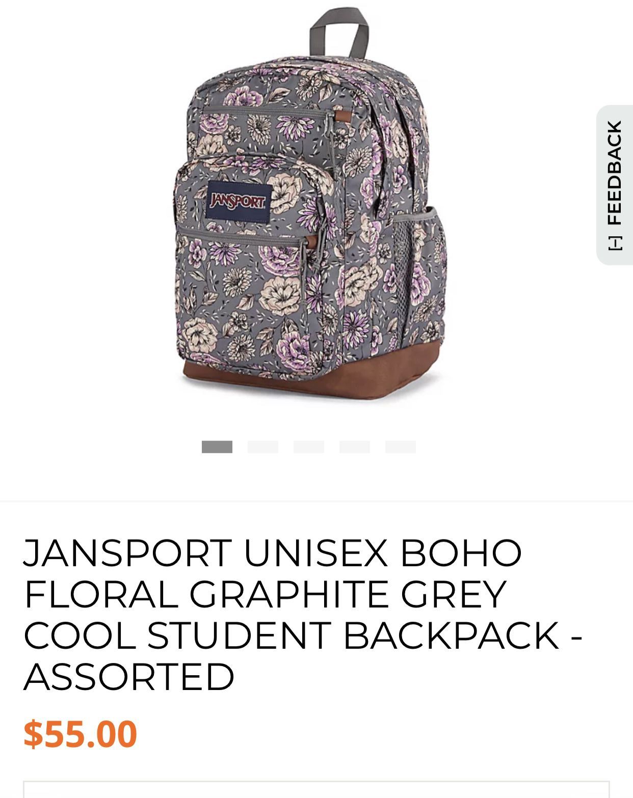 Jansport grey top floral backpack