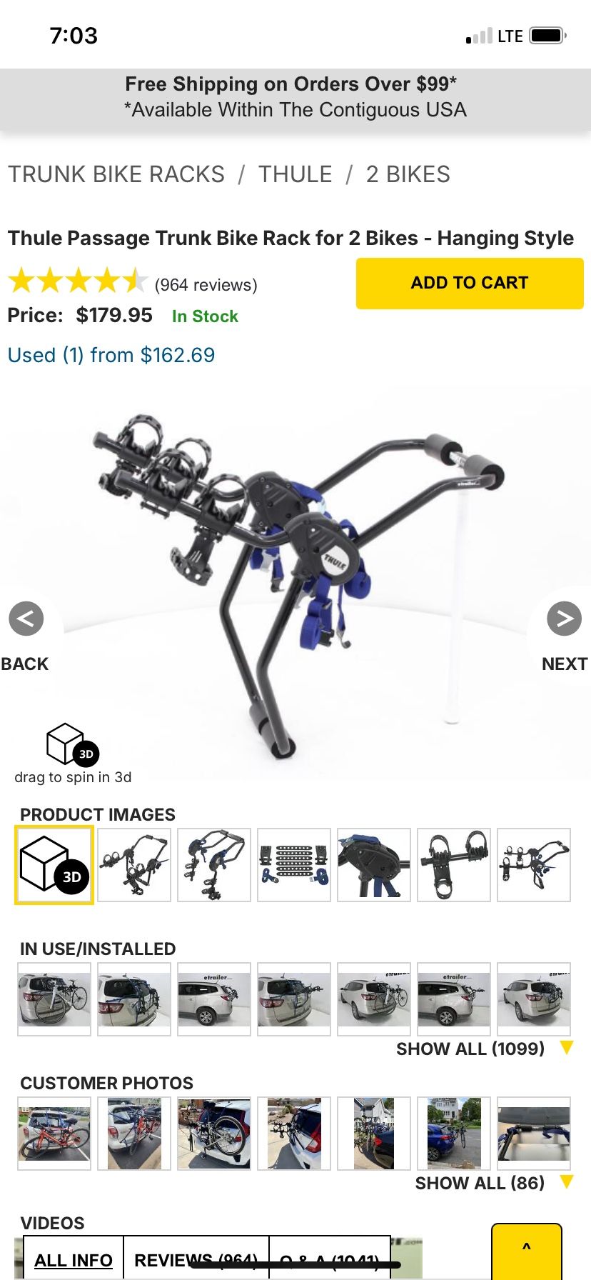 2-Bike Hanging Rack For Car