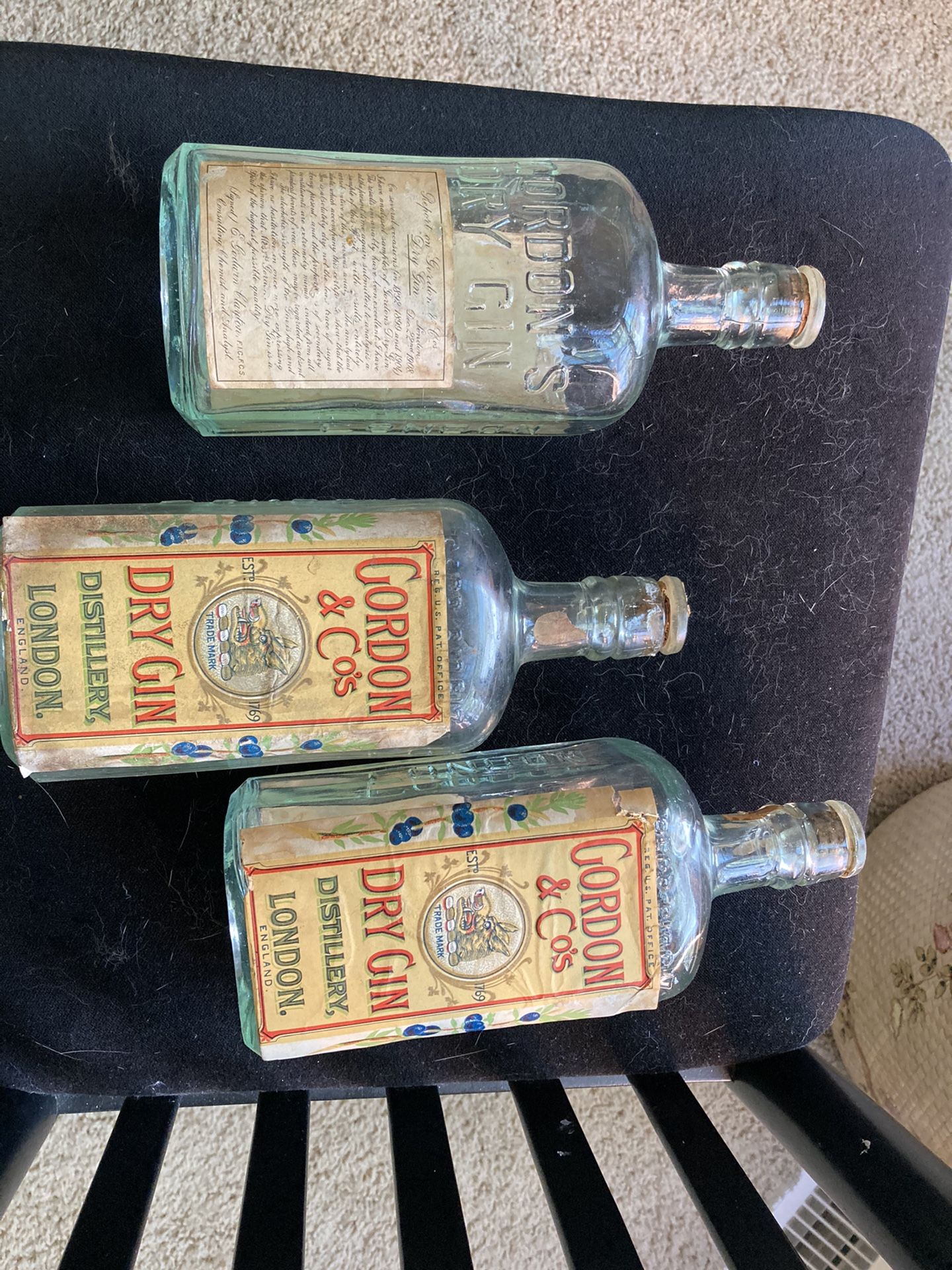 Vintage Gordon Dry Gin Bottles 1933