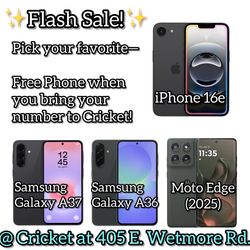 Flash Sale at Cricket when you bring your number to Cricket!