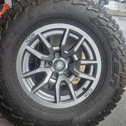 5 -17in Icon Titanium Vector 5lug With Falken Wildpeak A/T AT3W