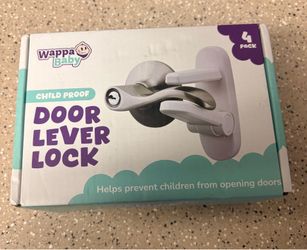 Set of 4 Wappa Baby White Door Lever Lock Prevent Toddler Opening Easy Install