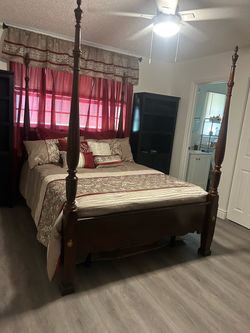 Queen Cherry Bed and Dresser