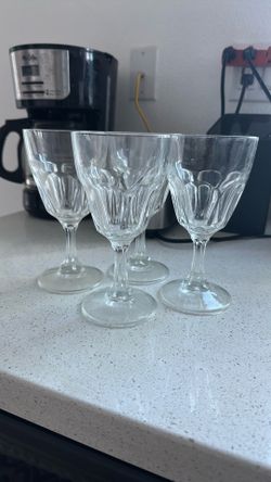four vintage clear crystal stemware glasses