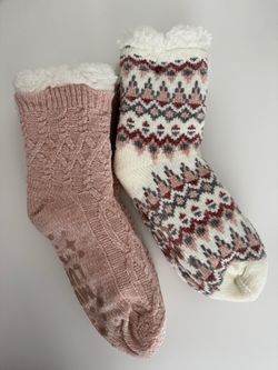 Muk Luks Women's Chenille Plush Lined Cabin Socks, 2 Pairs