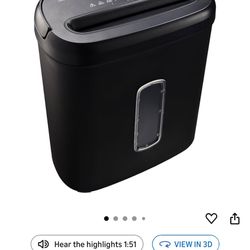Amazon Basics 8 Page Paper Shredder New In Box