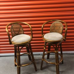 Vintage Swivel Bar Stools Bamboo/Rattan  30” Seat Height