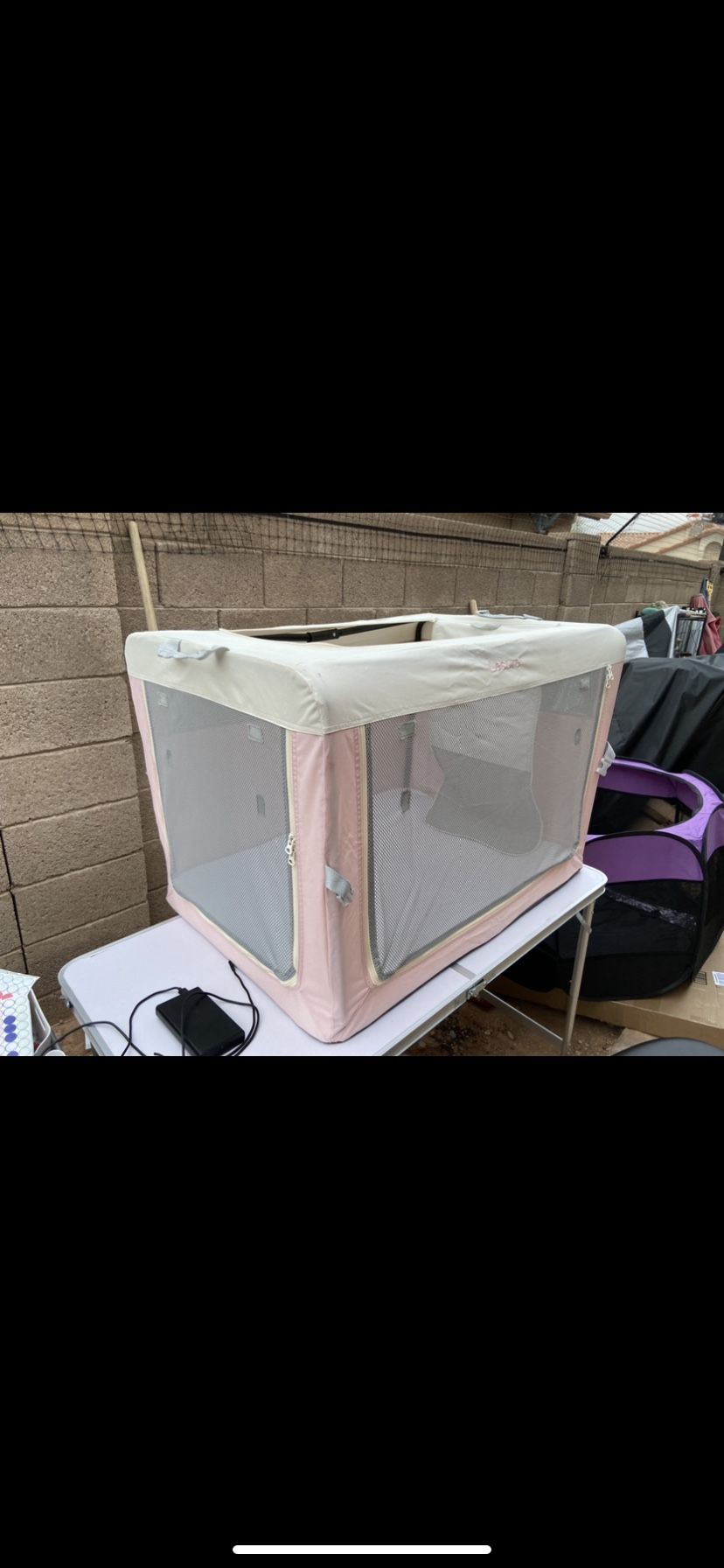 Light Pink Dog Crate 36”L
