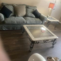 Iron/glass Coffee Table & Side Table 