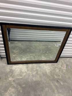 Large Framed Glass Panel with Dark Frame