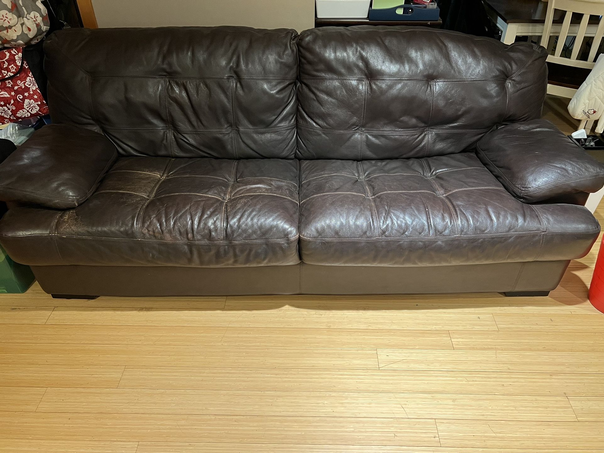 Leather sofa and love seat