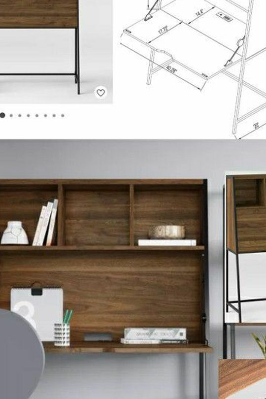 New Desk With Hutch, Brown Finish