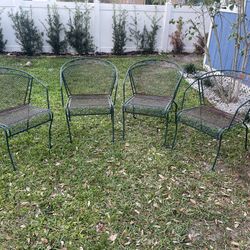 Vintage Metal Patio Chairs Set Of 4