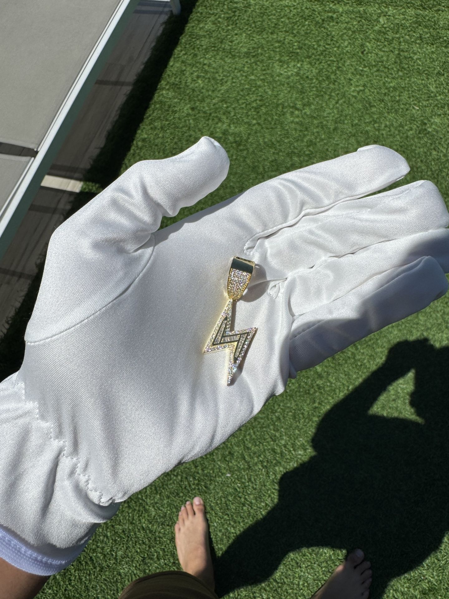 Lightning Bolt Moissanite Pendant- 14k Gold Plated