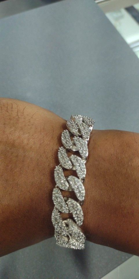 .925 S/S Diamond Cuban Link Bracelets and Necklaces