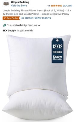 Utopia Bedding 12x12 Throw Pillow Inserts Pack of 2