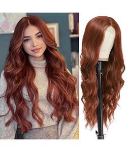 Auburn Wig for Women, 26 Inch Long Auburn Wavy Wigs