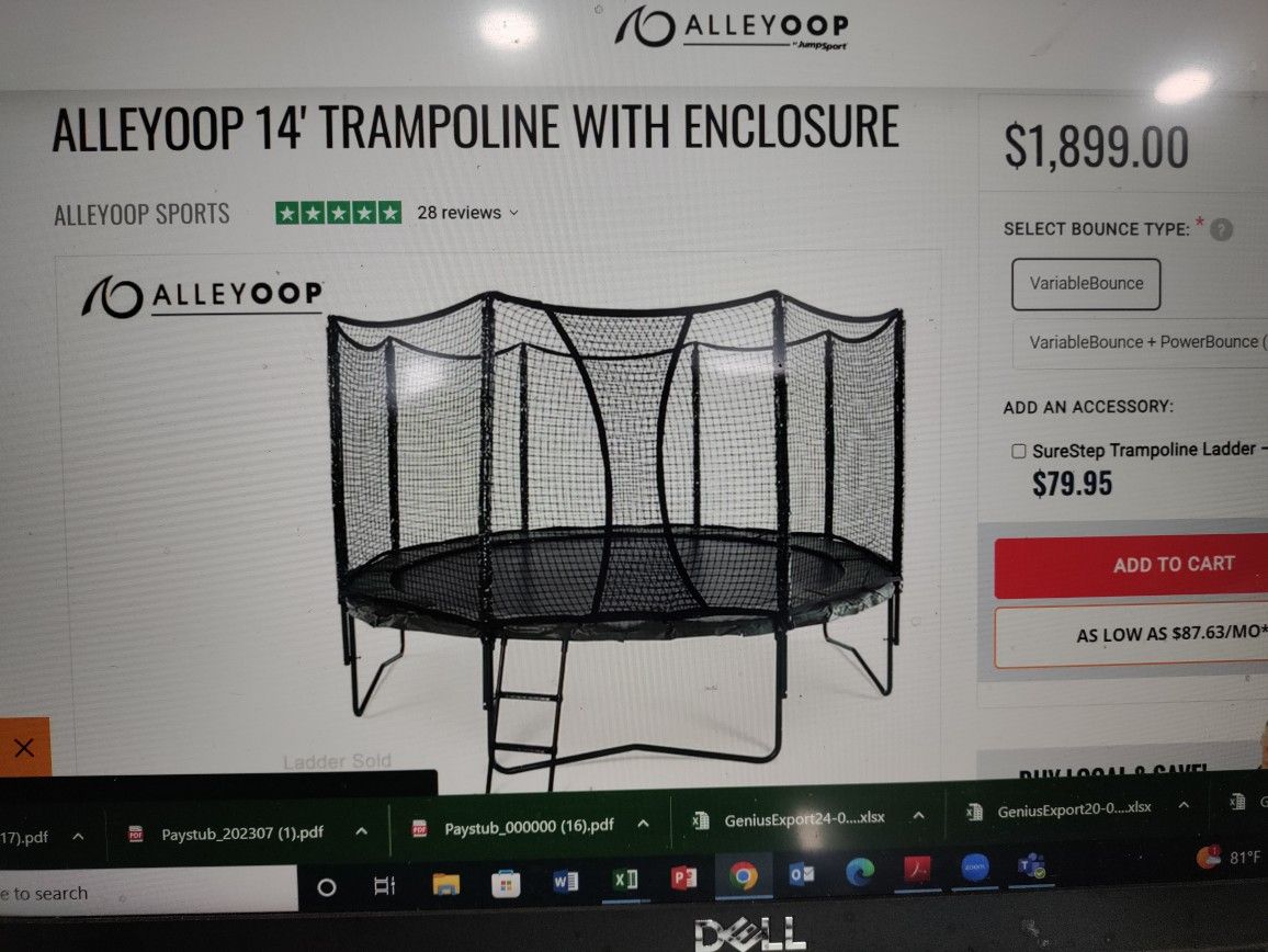 Allyoop 14 Foot Trampoline With Enclosure
