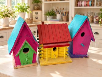 3 Handmade HANDCRAFTED Bird Houses
