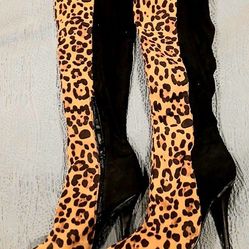 Leopard Heel Boots 7.5