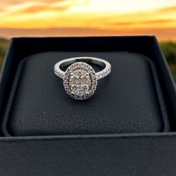 0.51 Ct Real Diamond Engagement Ring - EGLUSA certified, 14k White Gold